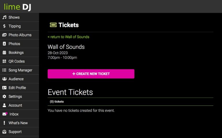 event tickets page