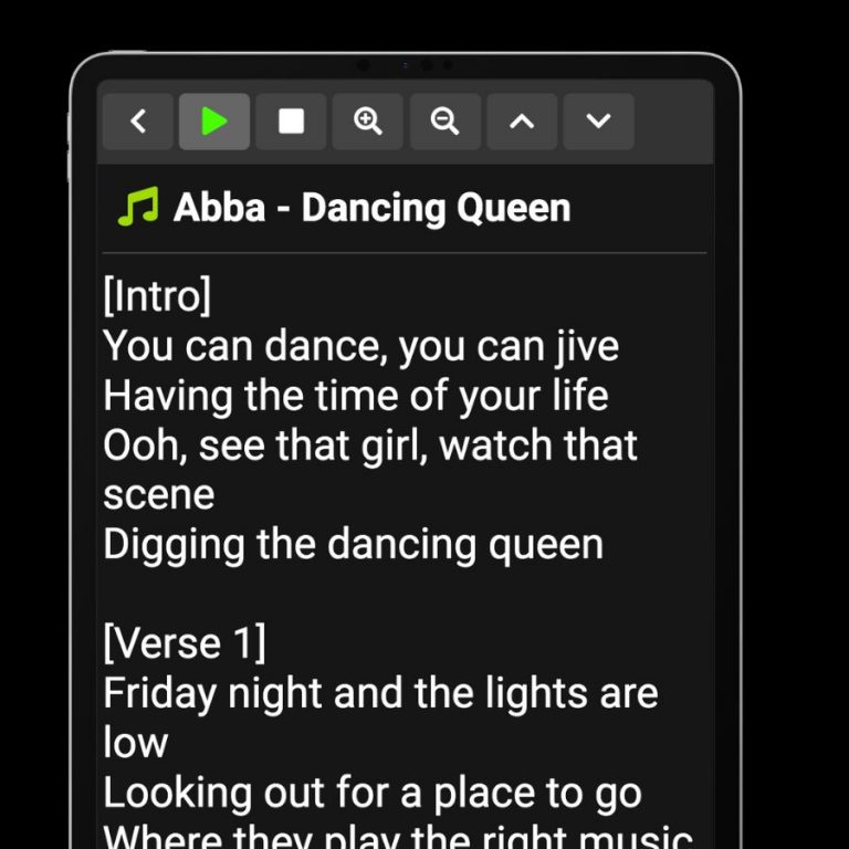 lyrics player for performers