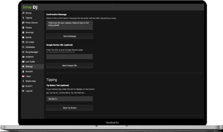 lime dj account settings page 2
